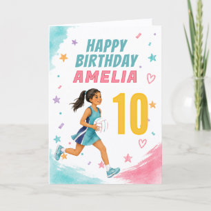 Personalised Age and Name Girls Netball Birthday Card