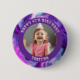 Personalised Age, Name and Photo Birthday  6 Cm Round Badge