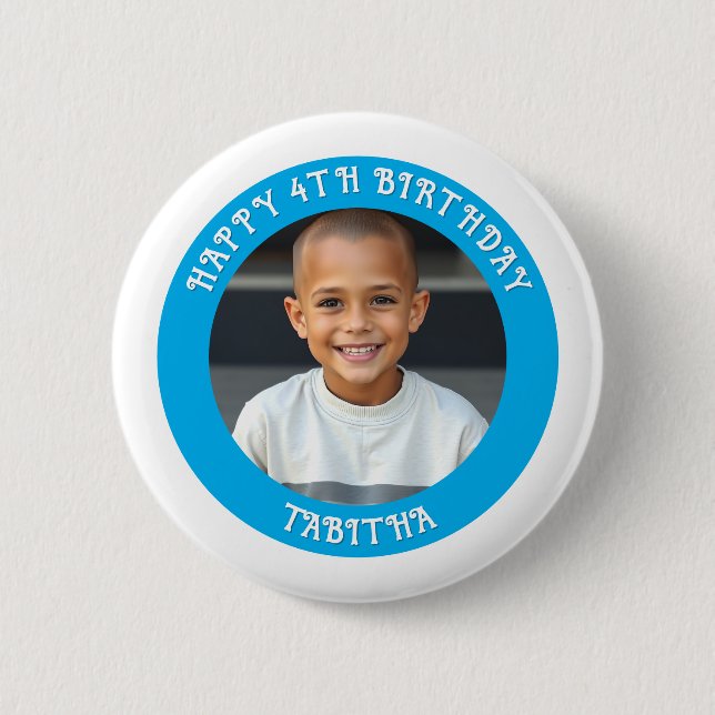 Personalised Age, Name and Photo Birthday  6 Cm Round Badge (Front)