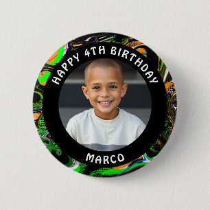 Personalised Age, Name and Photo Birthday  6 Cm Round Badge