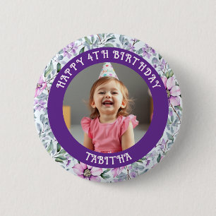 Personalised Age, Name and Photo Birthday  6 Cm Round Badge