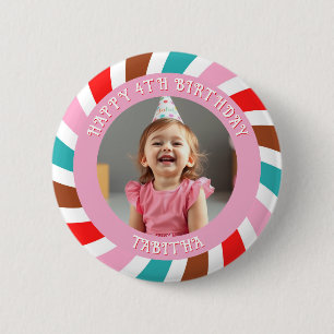 Personalised Age, Name and Photo Birthday  6 Cm Round Badge