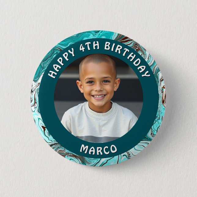 Personalised Age, Name and Photo Birthday  6 Cm Round Badge (Front)