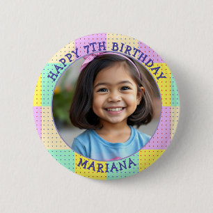 Personalised Age, Name and Photo Birthday  6 Cm Round Badge