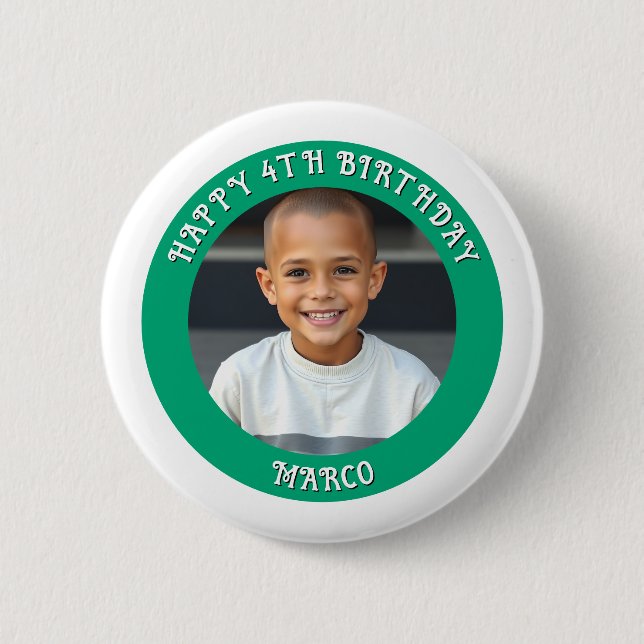Personalised Age, Name and Photo Birthday  6 Cm Round Badge (Front)