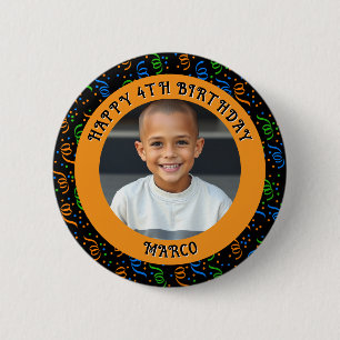 Personalised Age, Name and Photo Birthday Button
