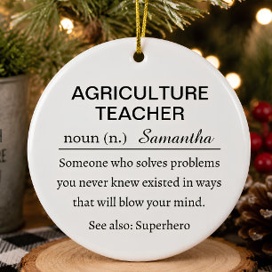 Personalised Agriculture Teacher Definition Ceramic Tree Decoration