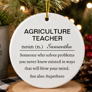 Personalised Agriculture Teacher Definition Ceramic Tree Decoration