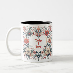 Personalised AI generated Boho Heart Design Two-Tone Coffee Mug