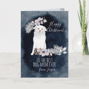 Personalised Aidi White Fluffy Dog Holiday Card