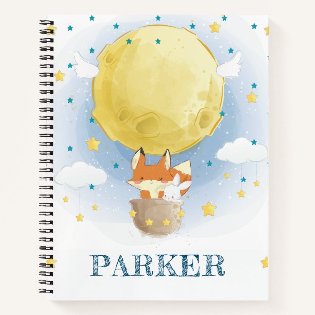 Personalised Air Balloon Stars Notebook (Front)