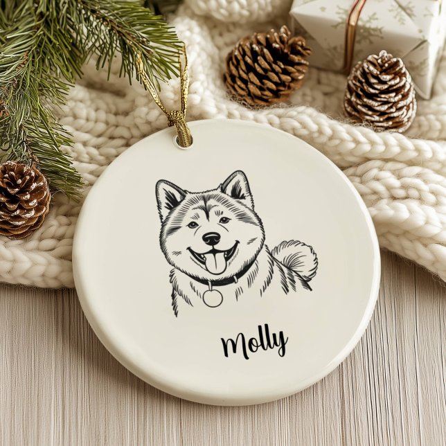 Personalised Akita Dog Christmas Ceramic Tree Decoration (Creator Uploaded)