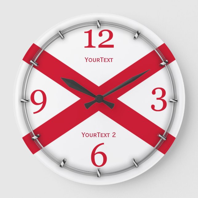Personalised Alabama State Flag on a Large Clock (Front)
