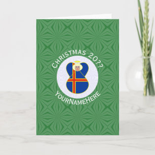 Personalised Aland Islands Angel Christmas Flag Card