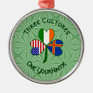 Personalised Åland Islands Shamrock Metal Tree Decoration