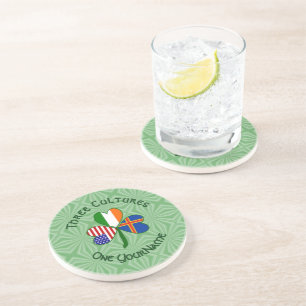Personalised Åland Islands Shamrock Round  Coaster