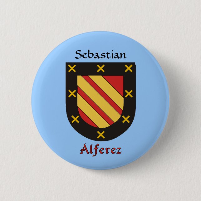 Personalised Alferez Historical Shield 6 Cm Round Badge (Front)