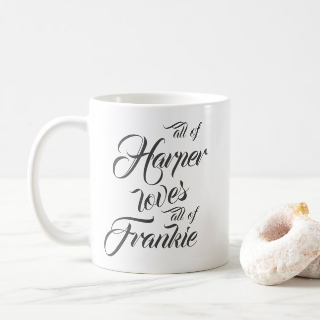 Personalised All Of Me Loves All Of You Couples Coffee Mug (With Donut)
