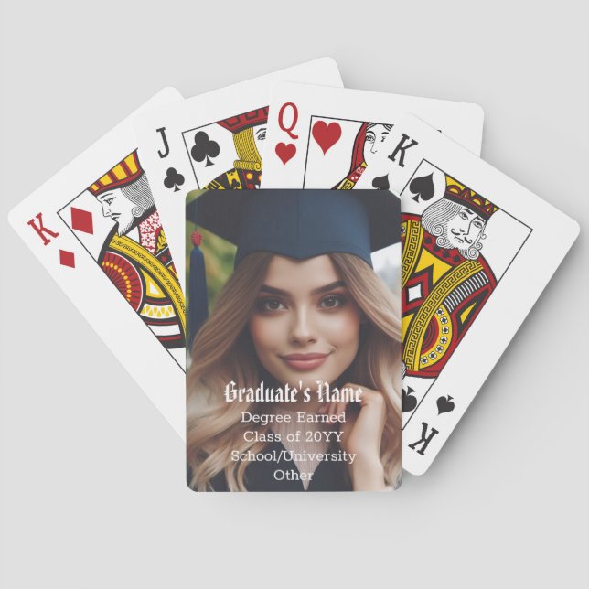 Personalised All Over Graduate Photo Name Class  Playing Cards (Back)