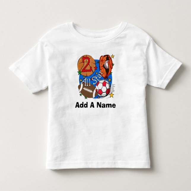 Personalised All Star Sports 2nd Birthday Tshirt (Front)