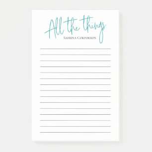 Personalised All the Things to do list Teal Post-it Notes