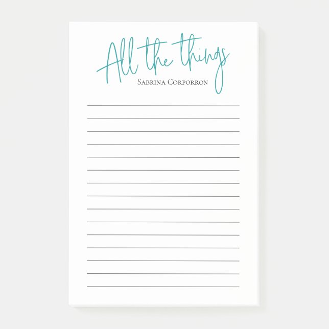 Personalised All the Things to do list Teal  Post-it Notes (Front)