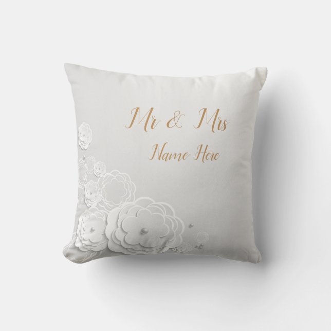 Personalised All White Throw Pillow (Front)