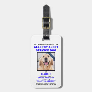 Personalised Allergy Alert Service Dog Photo Badge Luggage Tag