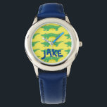 Personalised Alligator Gator Crocodile Croc Watch<br><div class="desc">Watch features an original marker illustration of a green and yellow gator. Simply personalise with the recipient's name!</div>