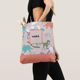 Personalised Allover printed Dinosaur Tote Bag