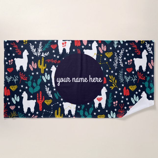 Personalised Alpaca Beach Towel (Front)