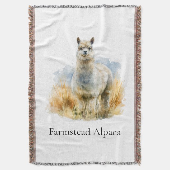 Personalised Alpaca Farmhouse Welcome Throw Blanket (Front Vertical)