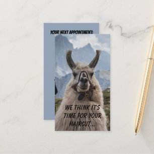 Personalised Alpaca hairstylist custom photo Appointment Card
