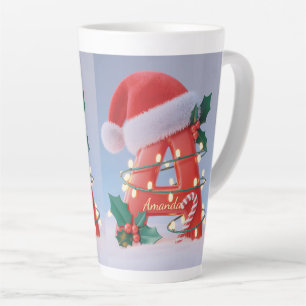 Personalised Alphabet 'A' Christmas  Latte Mug