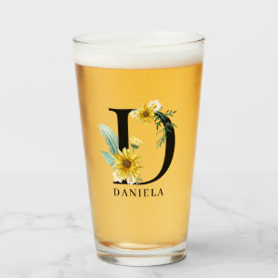 Personalised Alphabet D Floral Monogram Glass