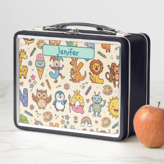 Personalised Alphaland Kids Lunch Black Beigh Box