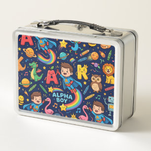Personalised Alphaland Kids Lunch Blue Box steel
