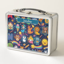 Personalised Alphaland Kids Lunch Box Blue white