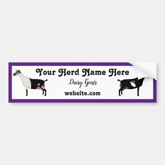 Personalised Alpine and Nubian Dairy Goat Bumper Sticker (Front)