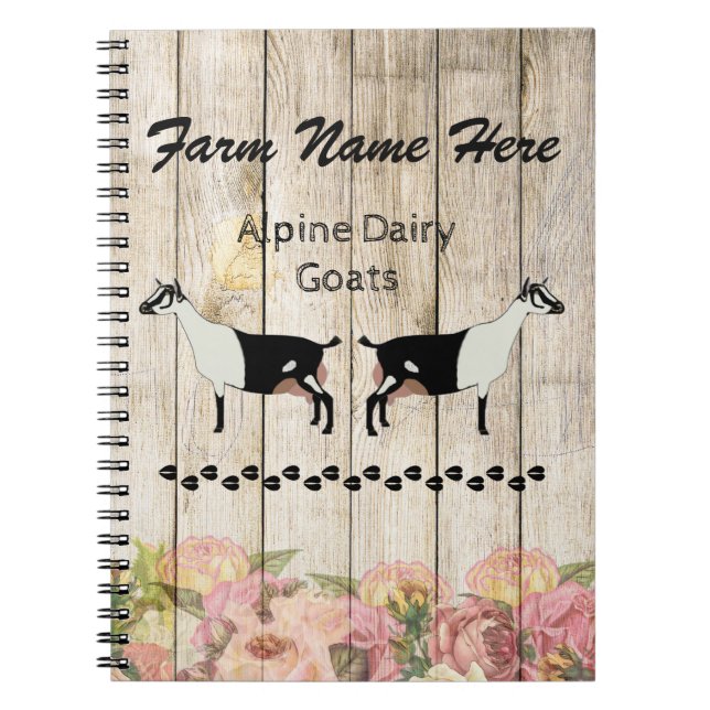 Personalised Alpine Dairy Goat Farm Notebook (Front)