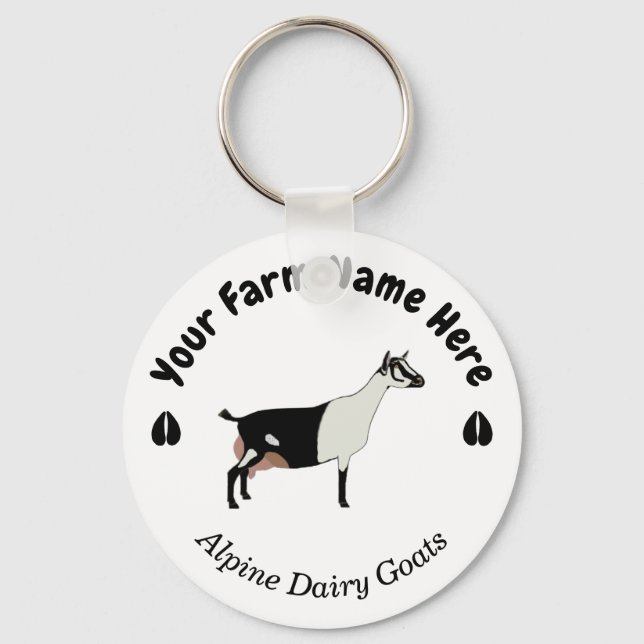 Personalised Alpine Dairy Goat Key Ring (Front)