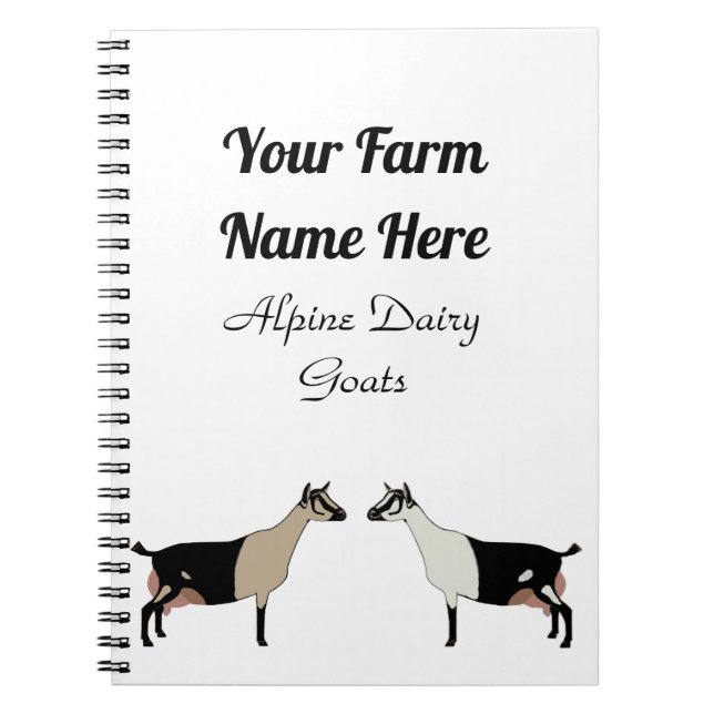 Personalised Alpine Dairy Goat Notebook (Front)