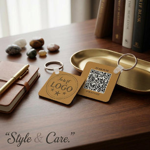 Personalised Aluminium Square Keychain with QR Cod