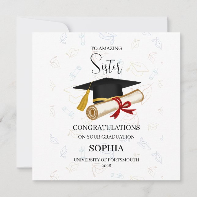 Personalised Amazing Sister Graduation Card (Front)