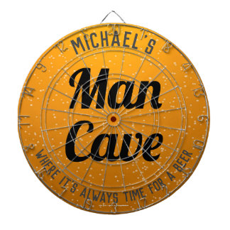 Personalised Amber Beer Man Cave Large Clock Dartboard