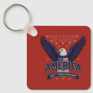 Personalised America 250 Business QR Code Square Key Ring