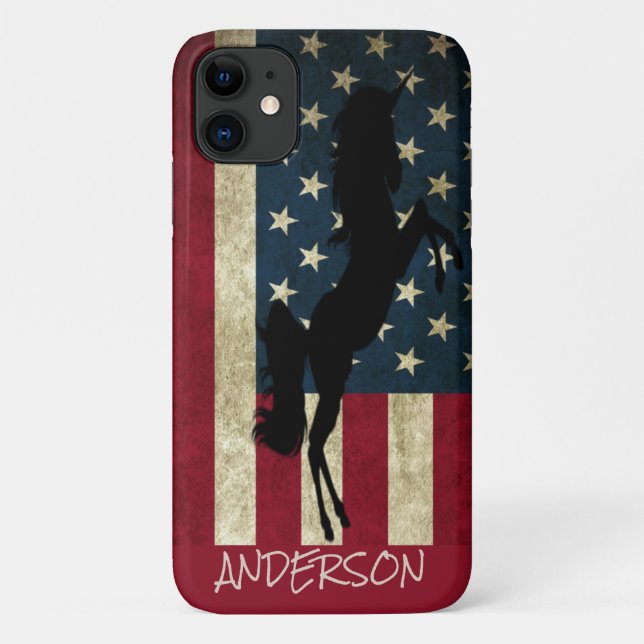 Personalised American Black Unicorn  Case-Mate iPh iPhone Case (Back)