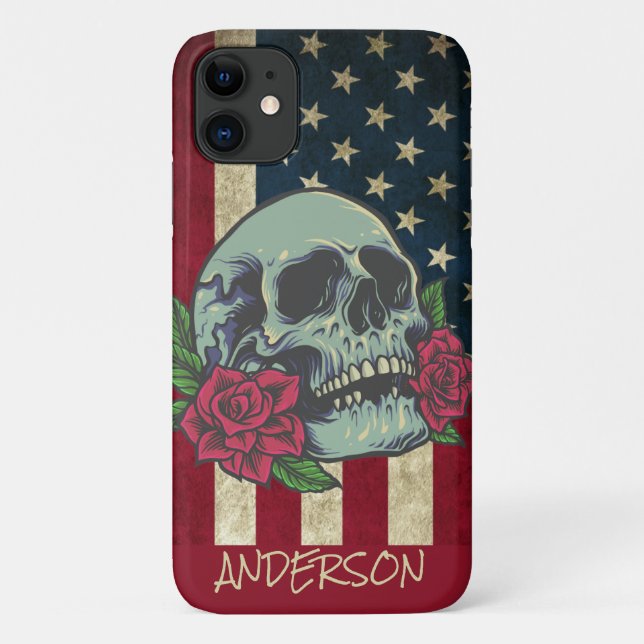 Personalised American Blue Skull Case-Mate iPhone Case (Back)