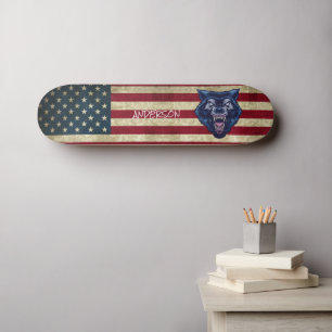 Personalised American Blue Wolve  Skateboard