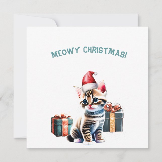 Personalised American Bobtail Kitten Holiday Card (Front)